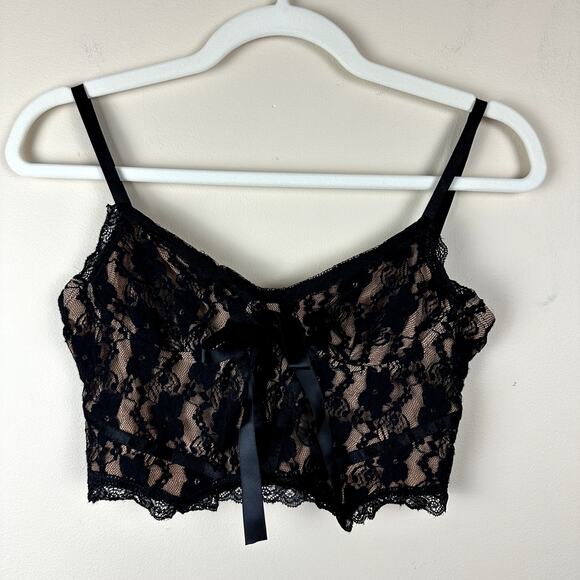 other Other - Women's Black Lace Bustier Corset Crop Top Bralette Fairy Grunge Whimsigoth S